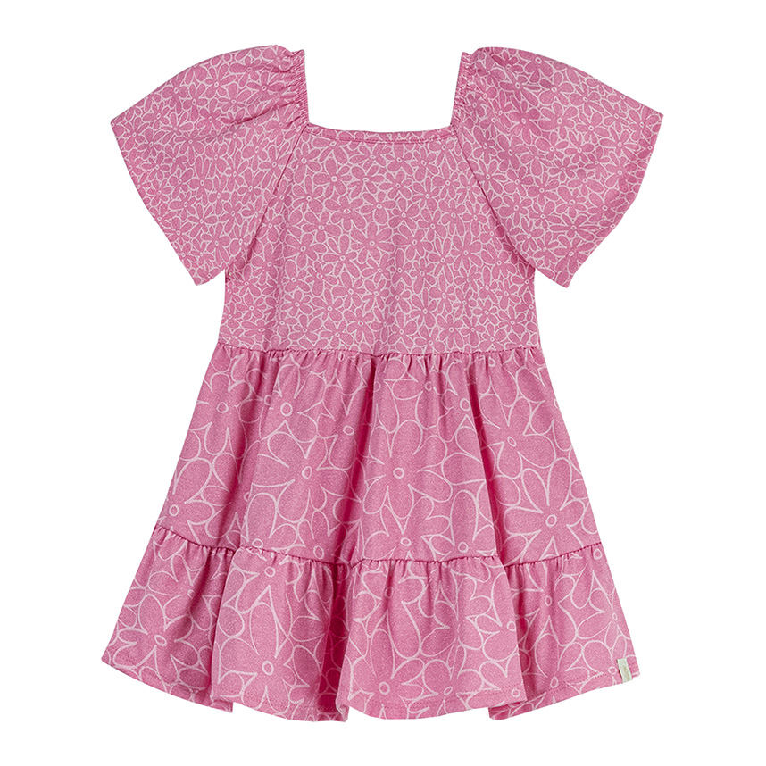 Vestido Infantil Elian Manga Curta Estampa Floral