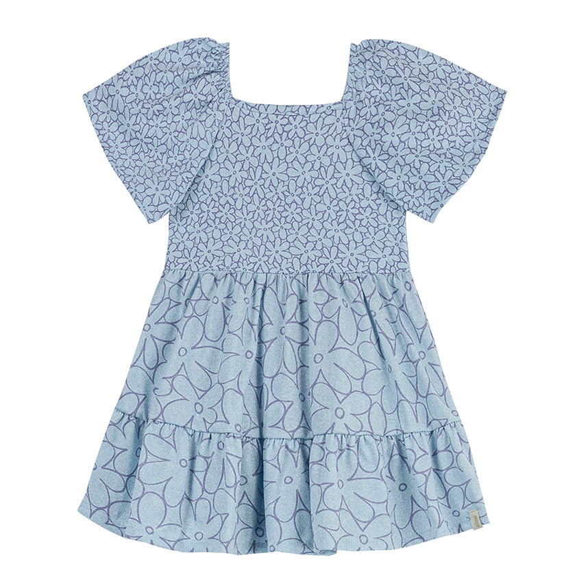 Vestido Infantil Elian Manga Curta Estampa Floral