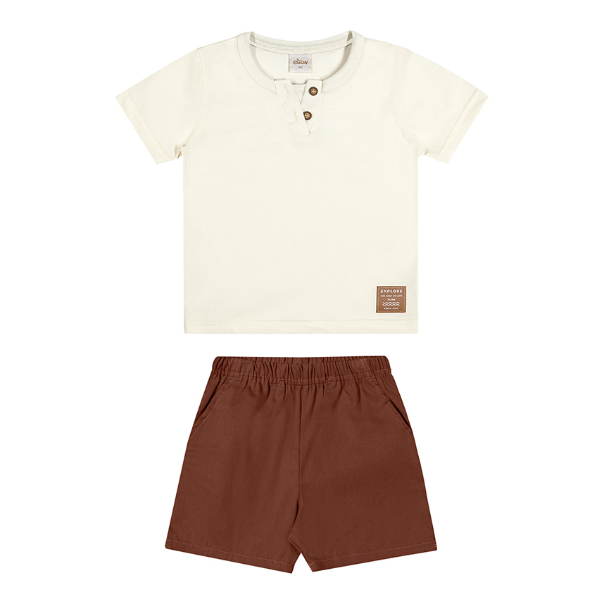 Conjunto Infantil Elian Camiseta Meia Malha E Bermuda