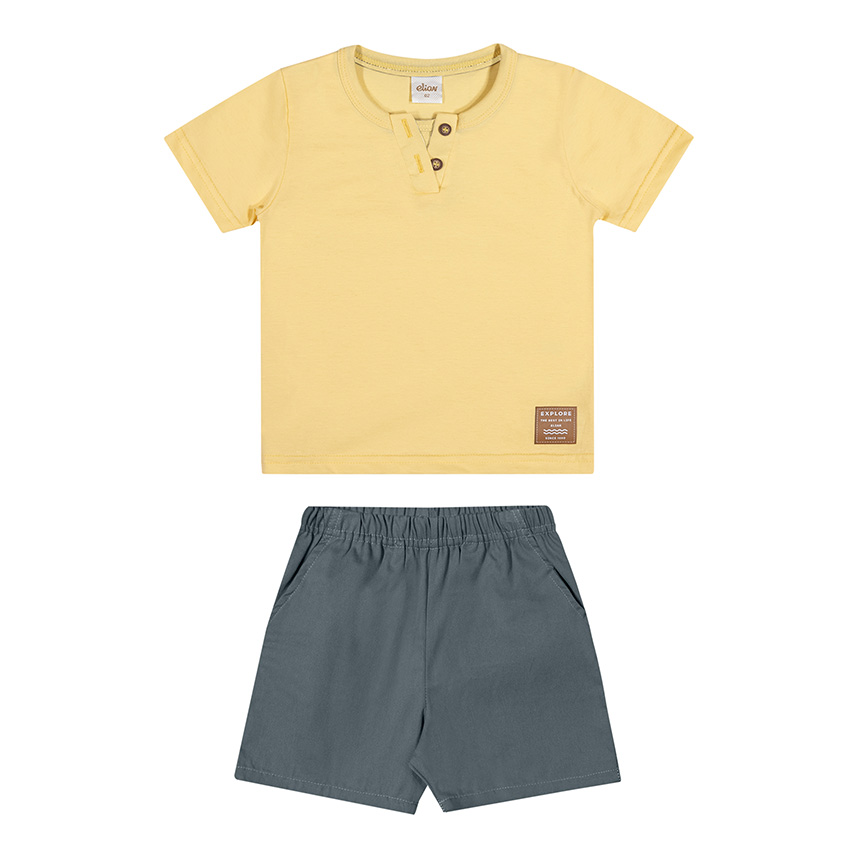 Conjunto Infantil Elian Camiseta Meia Malha E Bermuda