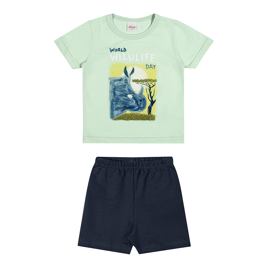 Conjunto Infantil Elian Camiseta Estampada E Bermuda