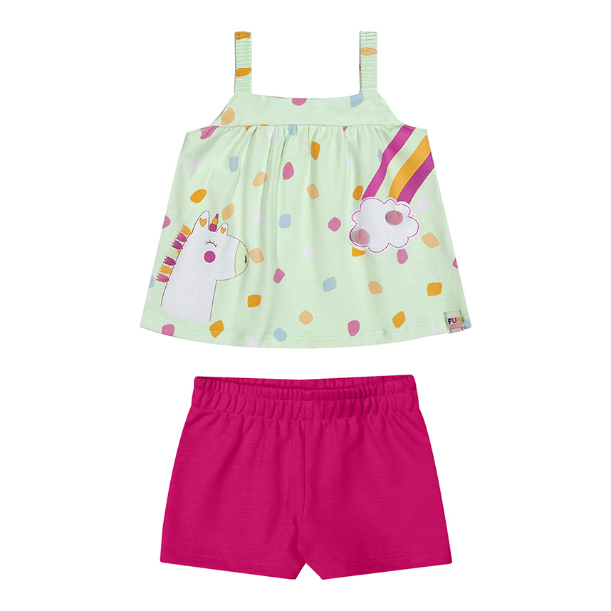 Conjunto Infantil Elian Regata Estampa Unicórnio e Short