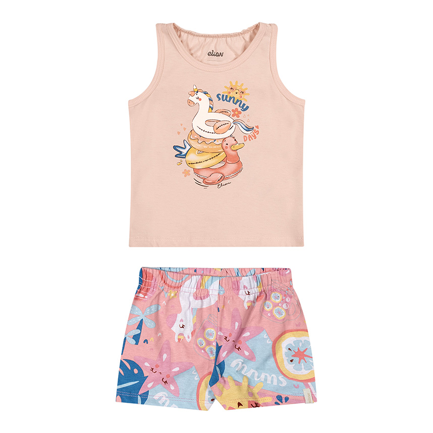 Conjunto Infantil Elian Blusa Regata e Short Estampa Sortida