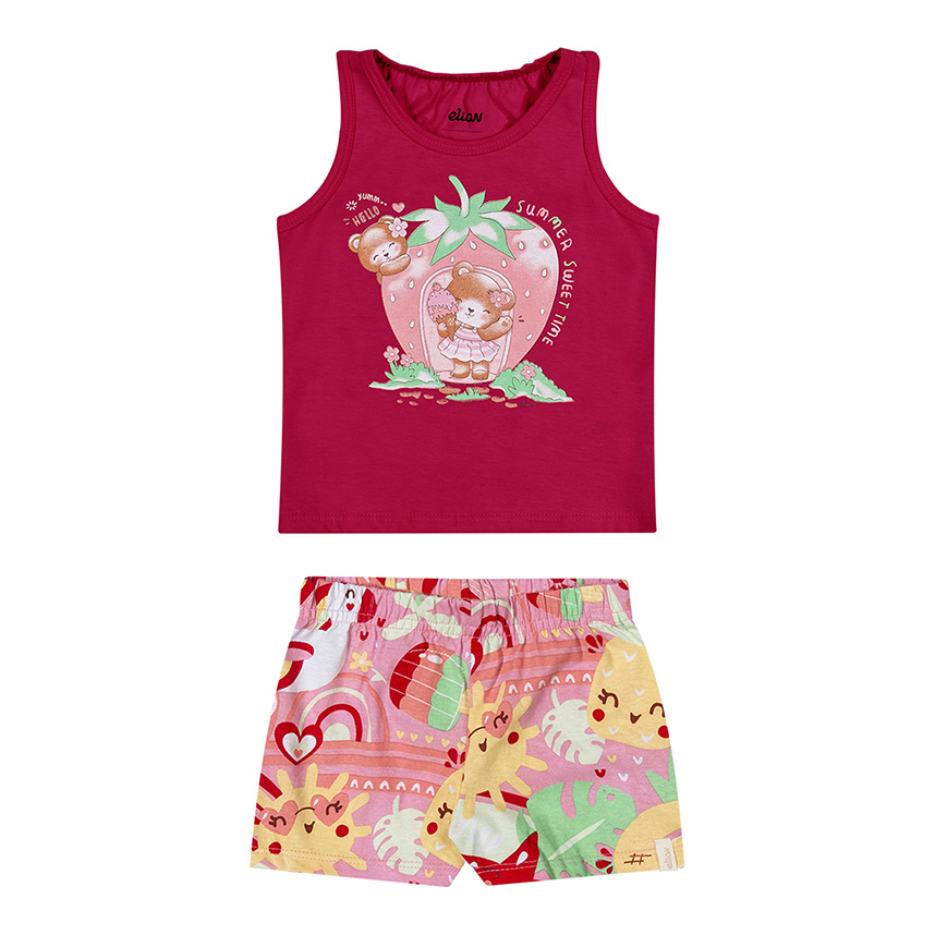Conjunto Infantil Elian Blusa Regata e Short Estampa Sortida