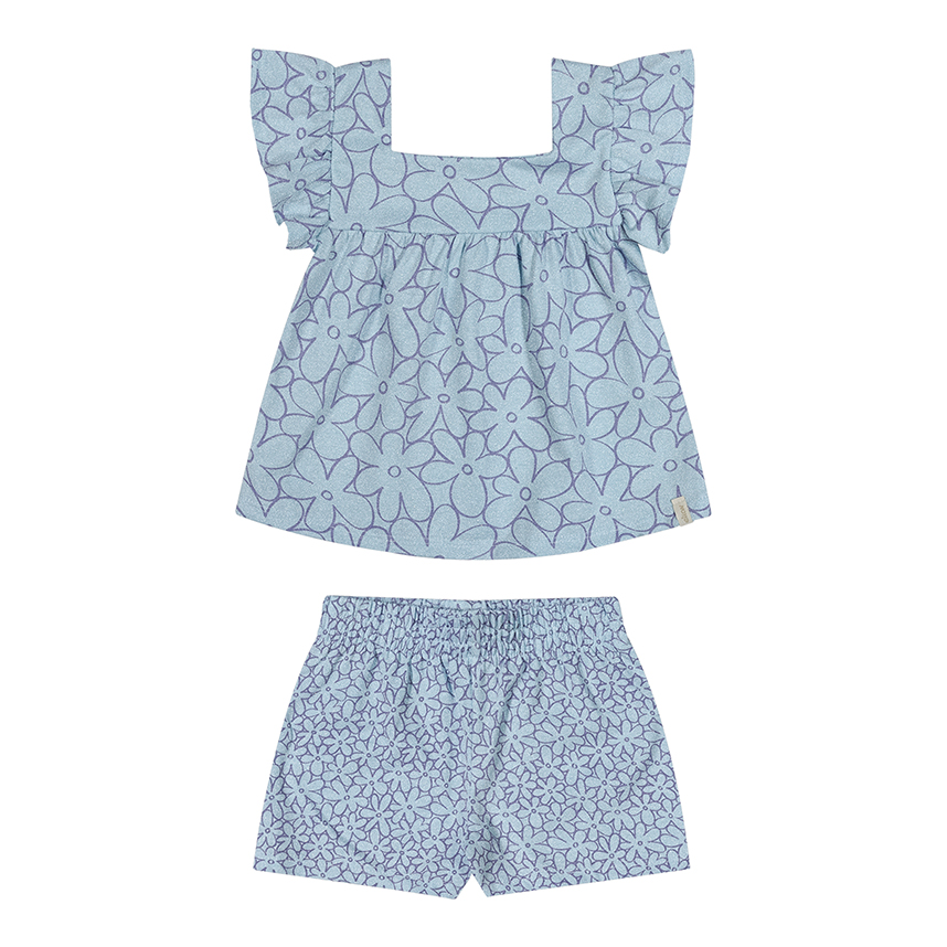 Conjunto Infantil Elian Blusa Estampa Floral e Short