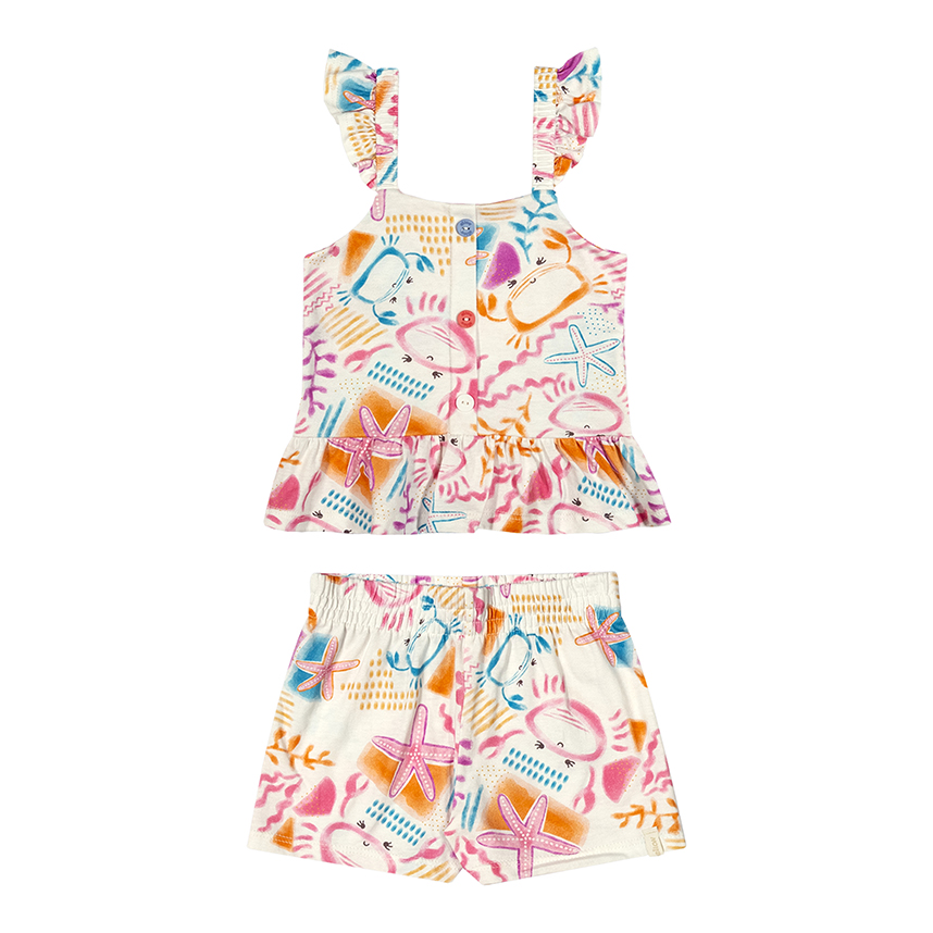 Conjunto Infantil Elian Blusa Estampa Caranguejo e Short