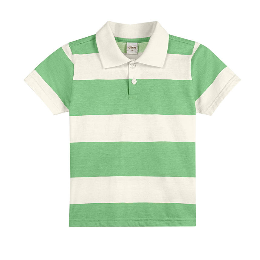 Camiseta Infantil Elian Manga Curta Gola Polo Listada