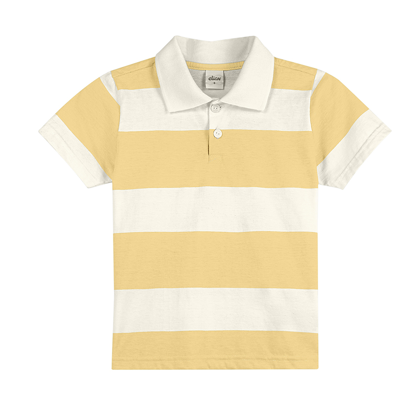 Camiseta Infantil Elian Manga Curta Gola Polo Listada