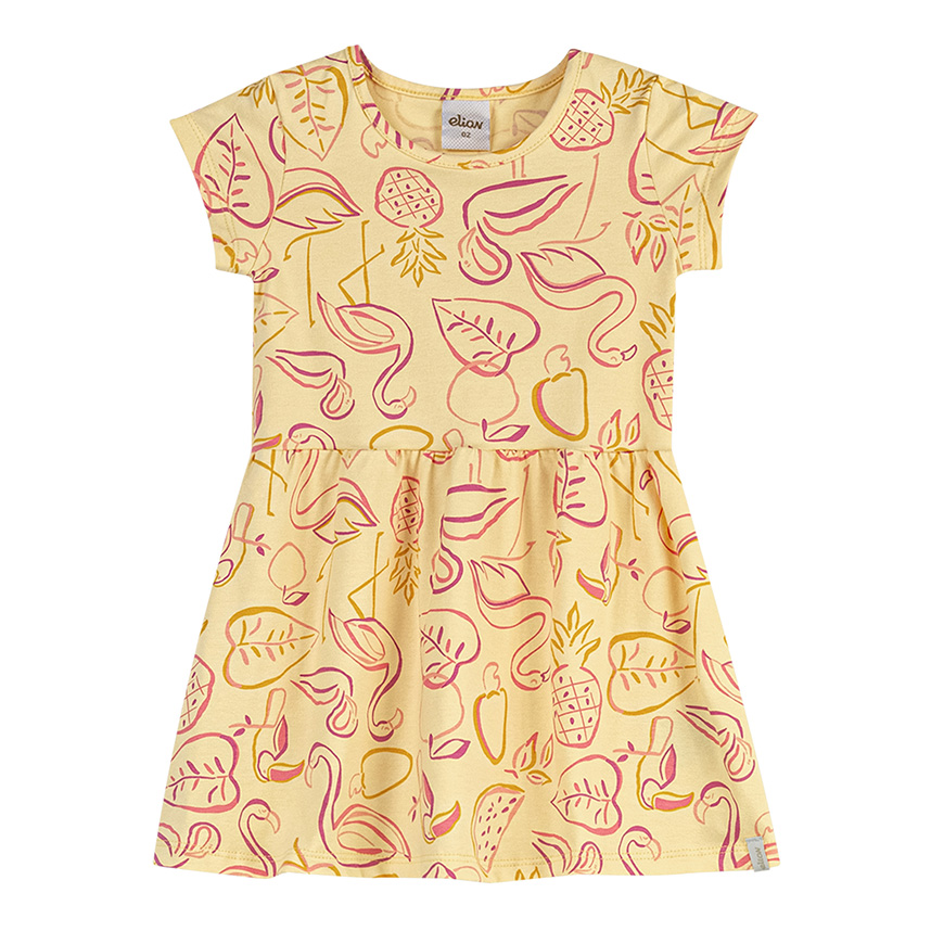 Vestido Infantil Elian Manga Curta Estampado