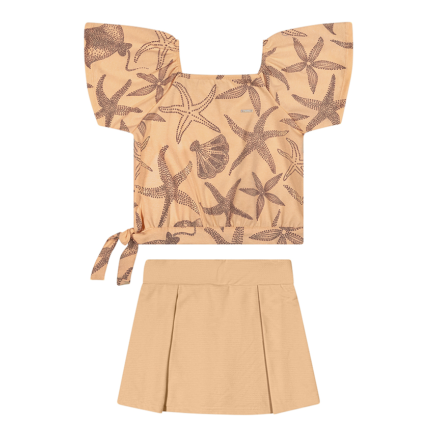 Conjunto Infantil Elian Blusa Estrela do Mar e Short Saia Conjunto Infantil Elian Blusa Estrela do Mar e Short Saia