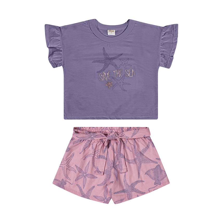 Conjunto Infantil Elian Blusa E Short Estampa Estrela
