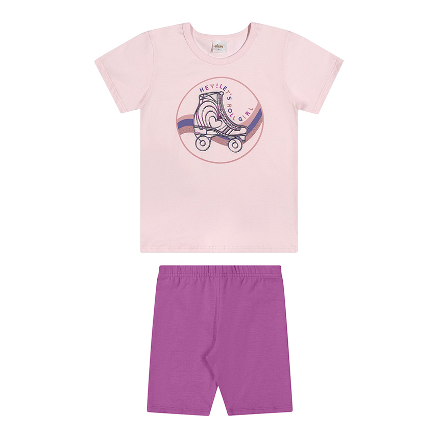 Conjunto Infantil Elian Blusa Estampa Patins e Short