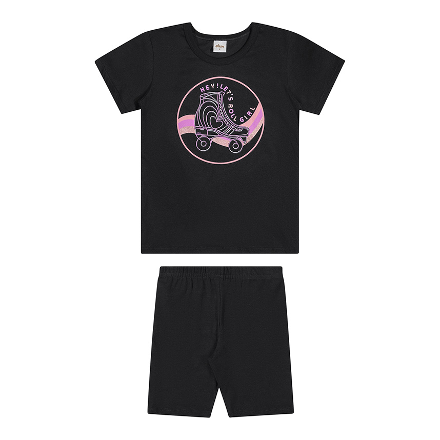 Conjunto Infantil Elian Blusa Estampa Patins e Short