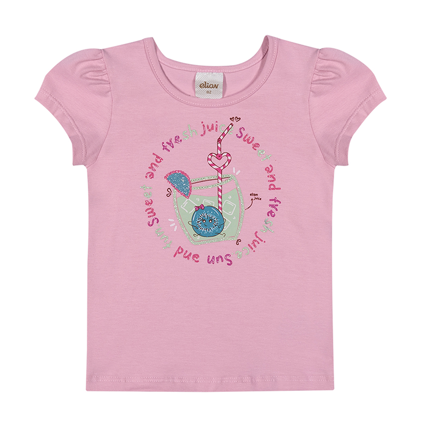 Blusa Infantil Elian Manga Curta Estampa Copo de Suco Blusa Infantil Elian Manga Curta Estampa Copo de Suco