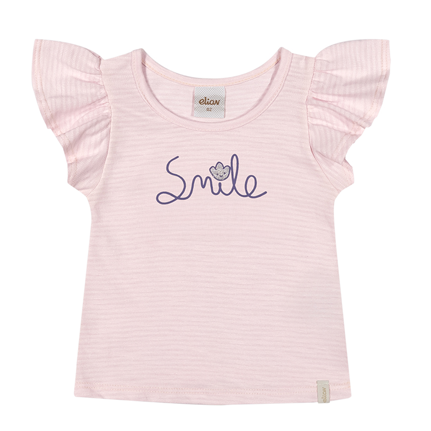 Blusa Infantil Elian Manga Cavada Estampa Smile