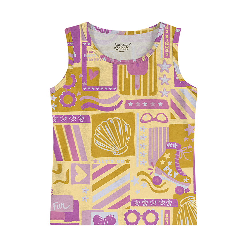 Blusa Regata Infantil Elian Cavada Estampas Sortidas Blusa Regata Infantil Elian Cavada Estampas Sortidas