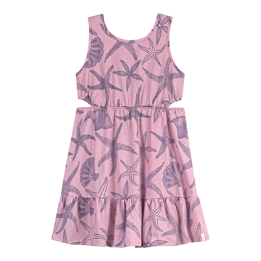 Vestido Infantil Elian Vazado Estampa Estrela do Mar