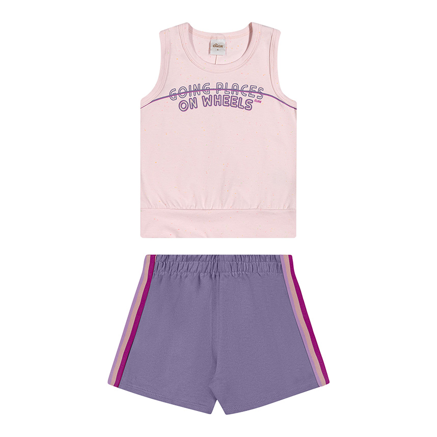 Conjunto Juvenil Elian Blusa Regata Estampada E Short