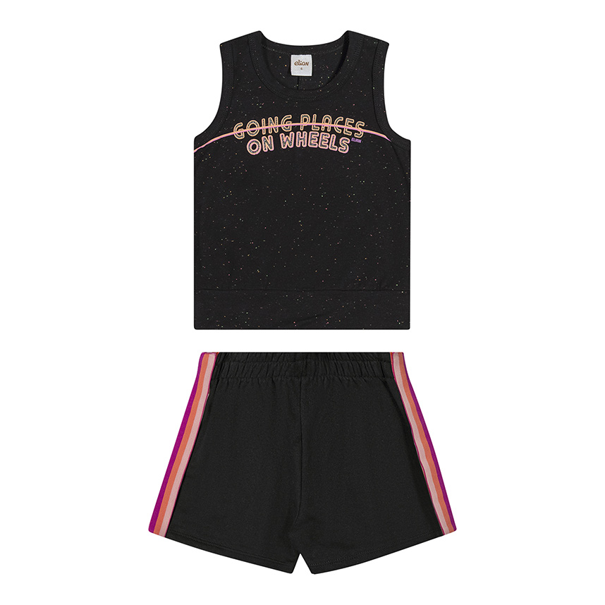 Conjunto Juvenil Elian Blusa Regata Estampada E Short