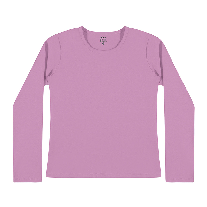 Blusa Juvenil Elian Manga Longa Lisa Em Cotton