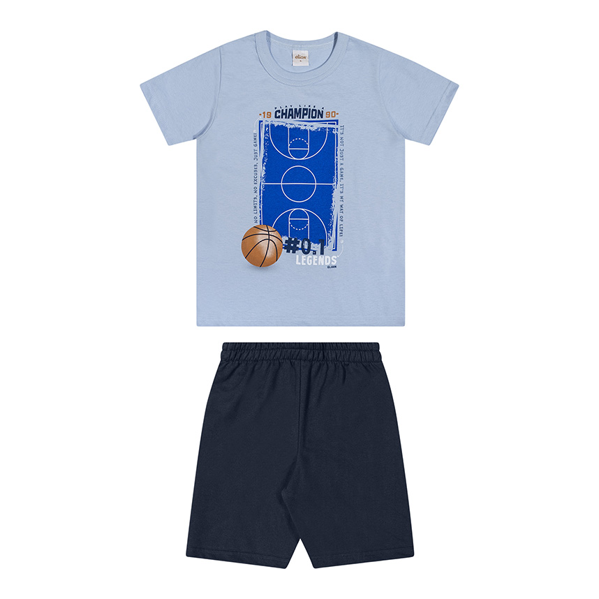 Conjunto Juvenil Elian Camiseta Estampa Sortida e Bermuda