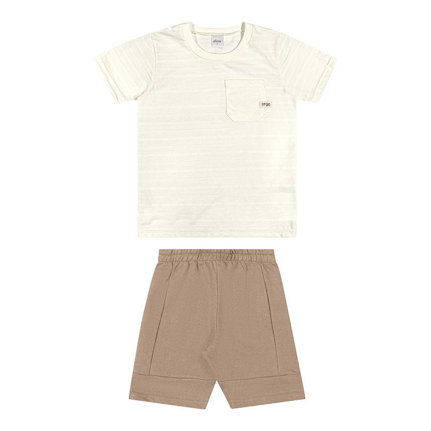 Conjunto Juvenil Elian Camiseta Estampa Rajada e Bermuda