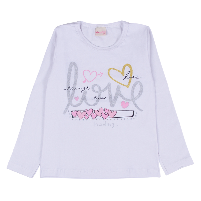 Blusa Infantil Color Girl Manga Longa Estampa Love Loading