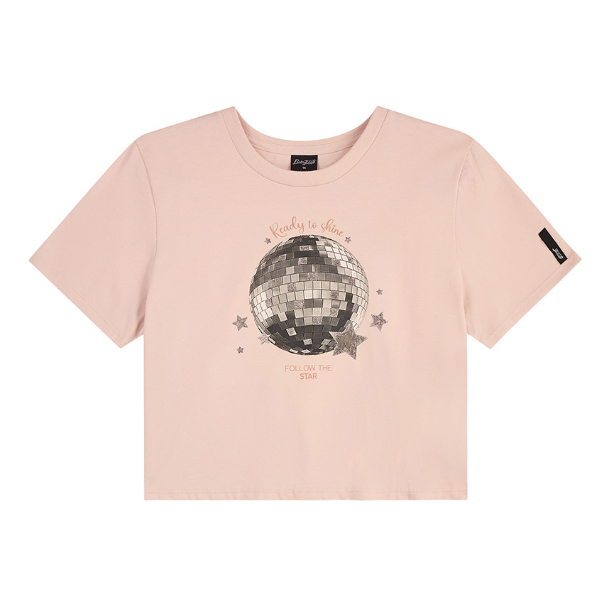 Blusa Juvenil Beats Cropped Estampa Ready to Shine