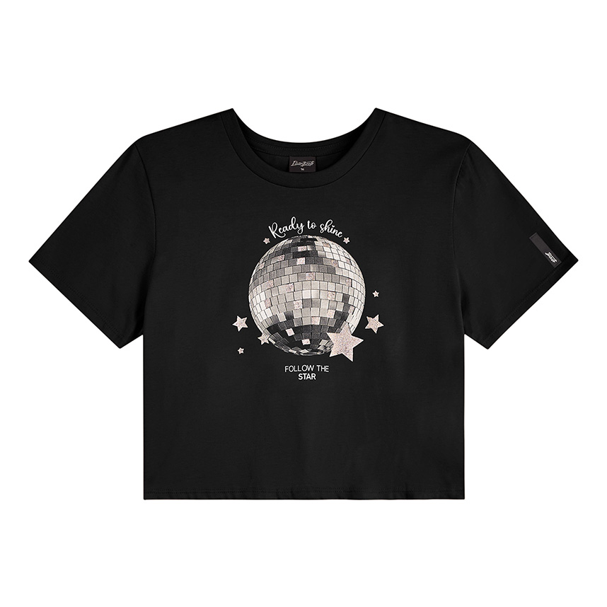 Blusa Juvenil Beats Cropped Estampa Ready to Shine