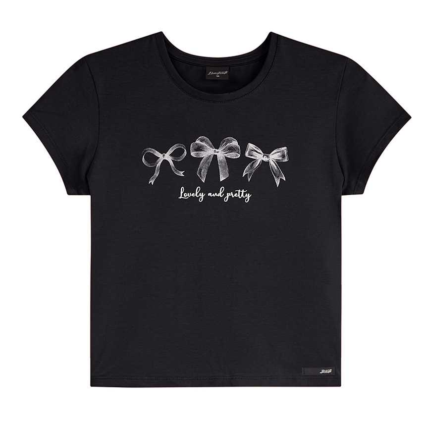 Blusa Juvenil Beats Cropped Estampa Laços Lovely