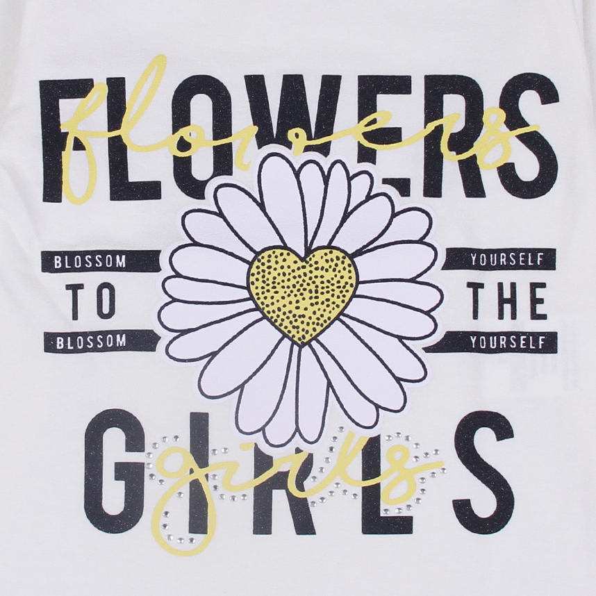 Blusa Infantil Color Girl Manga Longa Estampa Margarida