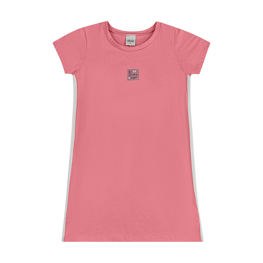 Vestido Juvenil Elian Manga Curta Listra Lateral