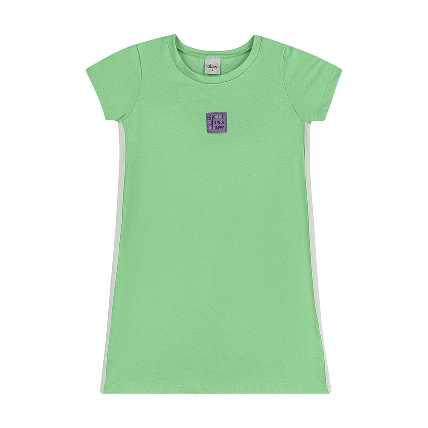 Vestido Juvenil Elian Manga Curta Listra Lateral