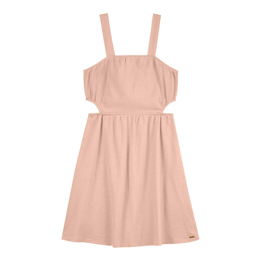 Vestido Juvenil Beats Cavado Malha Canelada Liso