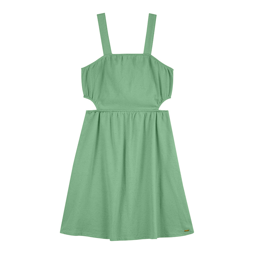 Vestido Juvenil Beats Cavado Malha Canelada Liso