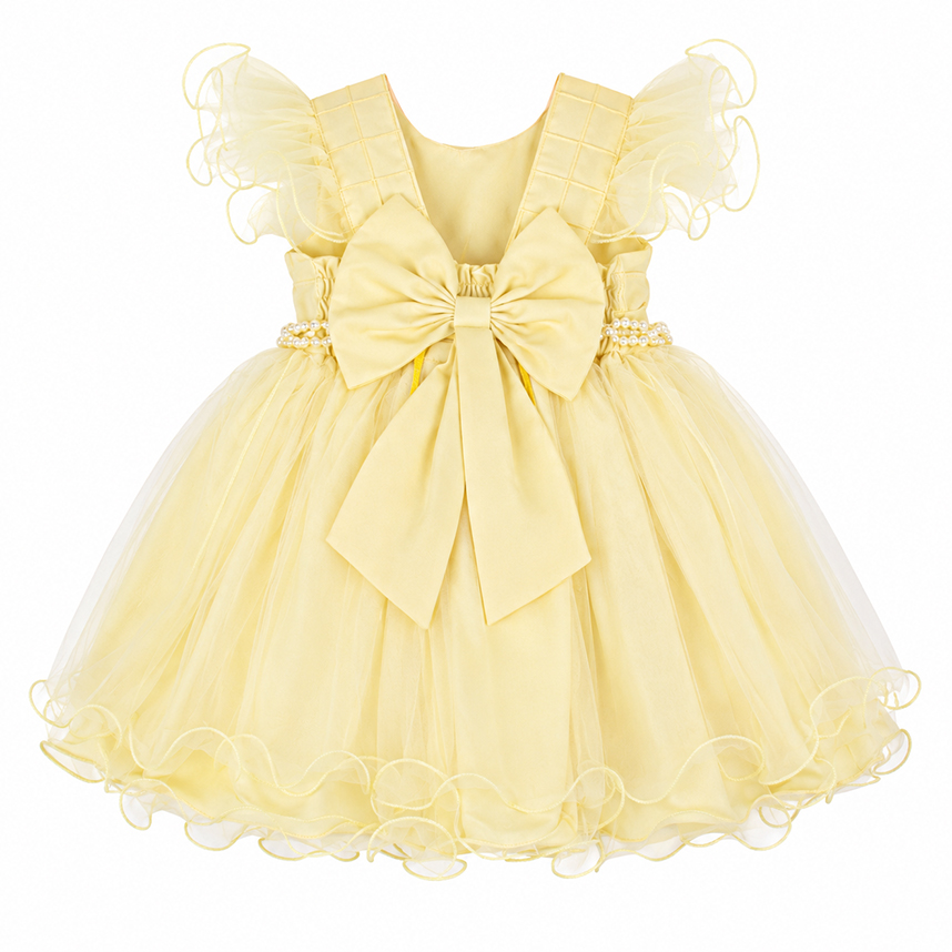 Vestido Bebê Menina Bonita Aplique Pérolas e Strass