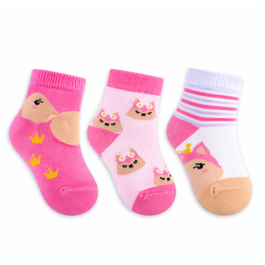 Meia Infantil Duck Meninas Estampas Sortidas com 3 Peças