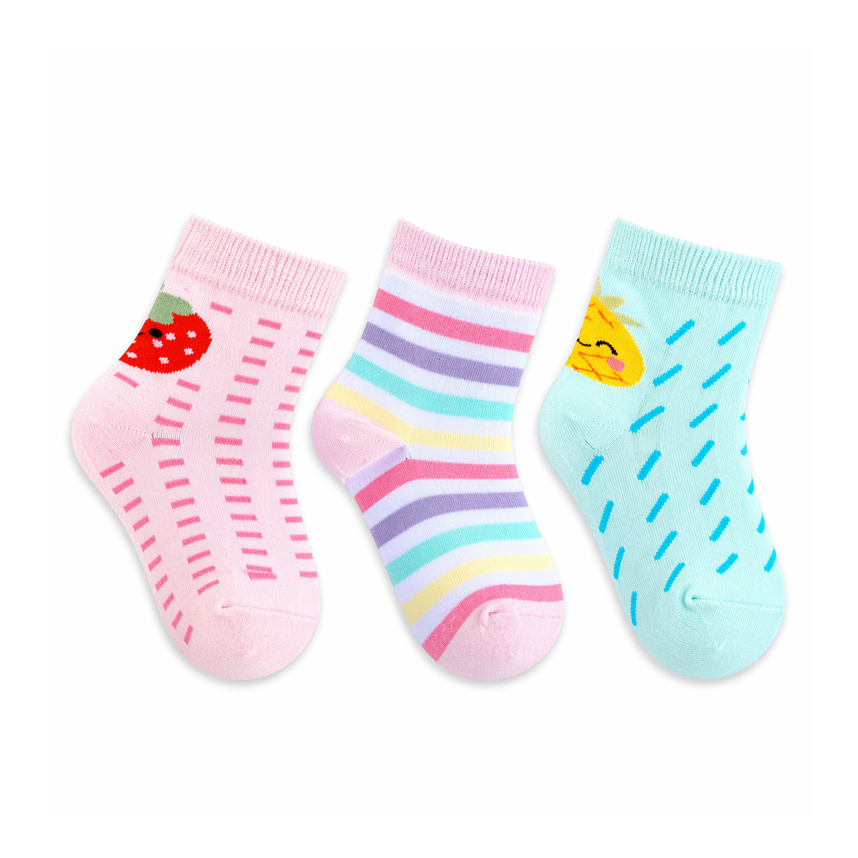 Meia Infantil Duck Meninas Estampas Sortidas com 3 Peças