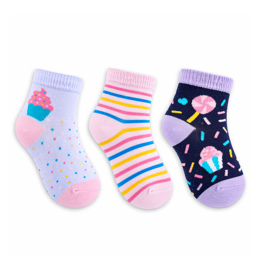 Meia Infantil Duck Meninas Estampas Sortidas com 3 Peças