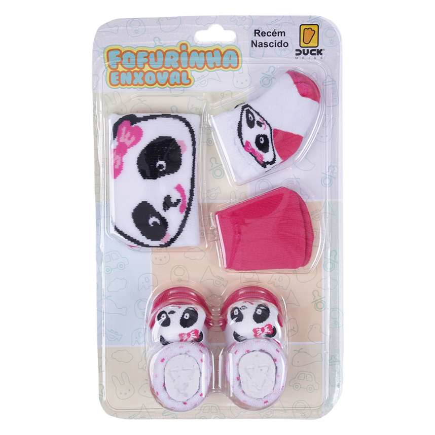 Kit Enxoval Bebê Duck Fofurinha Menina Luva Touca e Meia