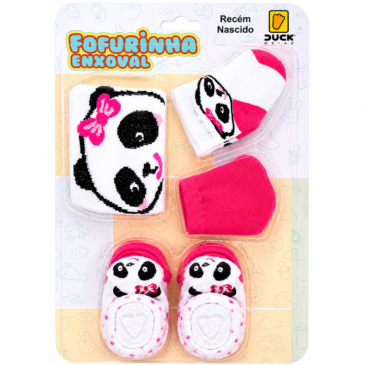 Kit Enxoval Bebê Duck Fofurinha Menina Luva Touca e Meia