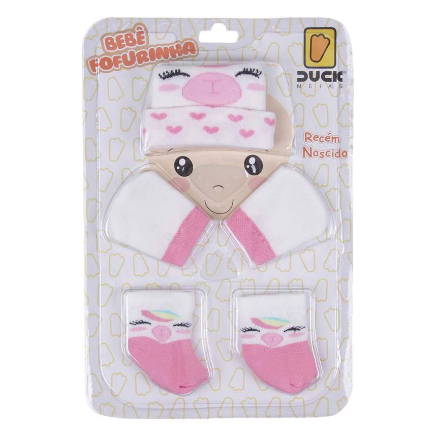 Kit Enxoval Bebê Duck Fofurinha Menino Luva Touca e Meia