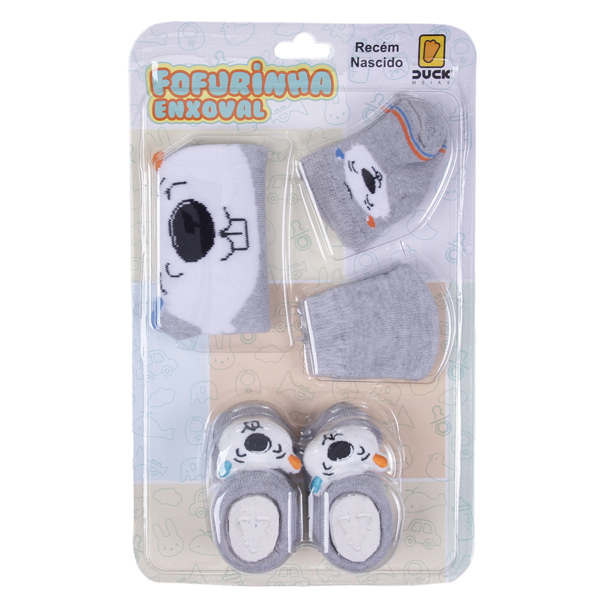 Kit Enxoval Bebê Duck Fofurinha Menino Luva Touca e Meia
