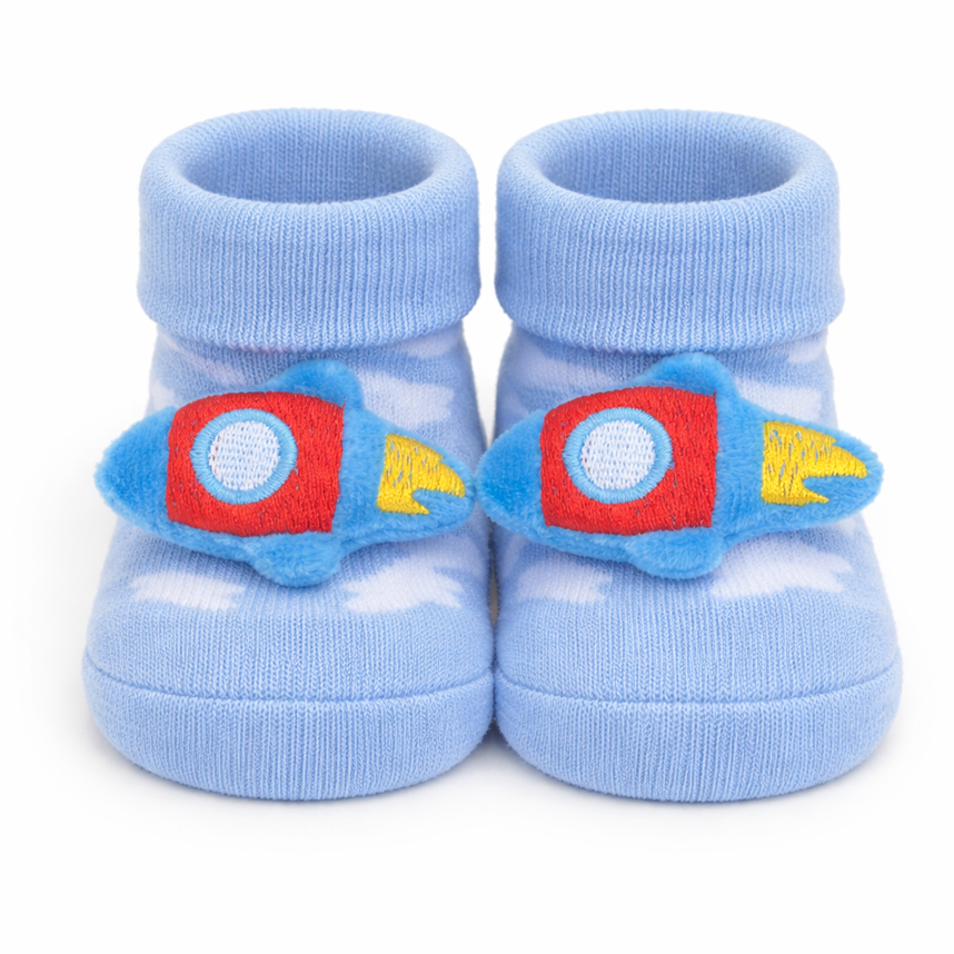 Meia Bebê Duck Menino Aplique Divertido