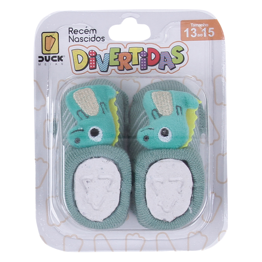 Meia Bebê Duck Menino Aplique Divertido