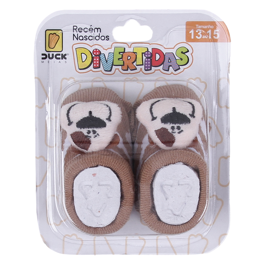 Meia Bebê Duck Menino Aplique Divertido