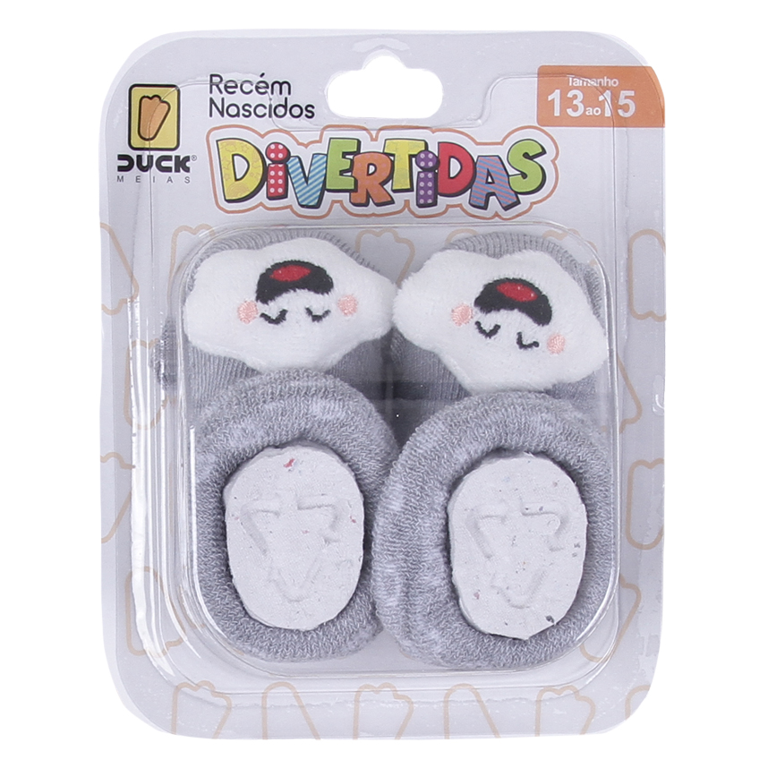 Meia Bebê Duck Menino Aplique Divertido