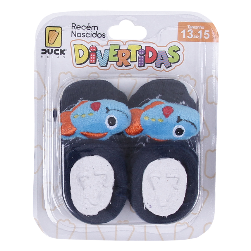 Meia Bebê Duck Menino Aplique Divertido