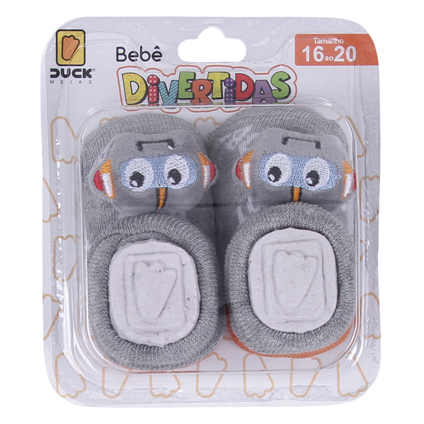 Meia Bebê Duck Menino Aplique Divertido