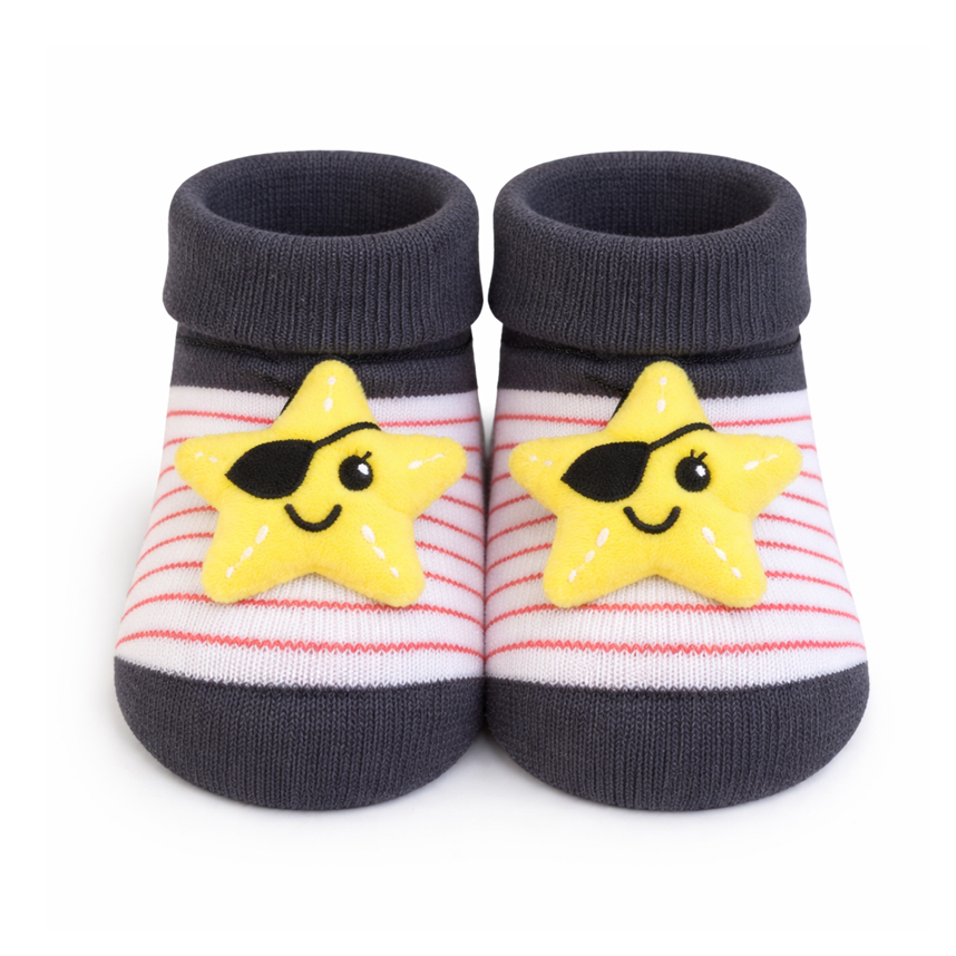 Meia Bebê Duck Menino Aplique Divertido
